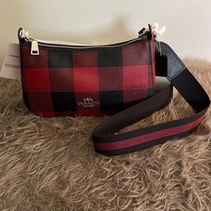 Coach Jes Baguette in Buffalo Plaid Print NWT